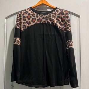Southern Stitch long sleeve black and leopard shirt